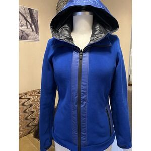 Athleta Womens Jacket Hoodie Sz M Verbier  Royal Blue Hooded Fleece Zip Up